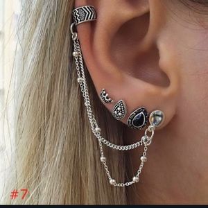 Relisting!!! Boho 4 Piece Earring Set Connected Cuff Gothic Look Climber Earings